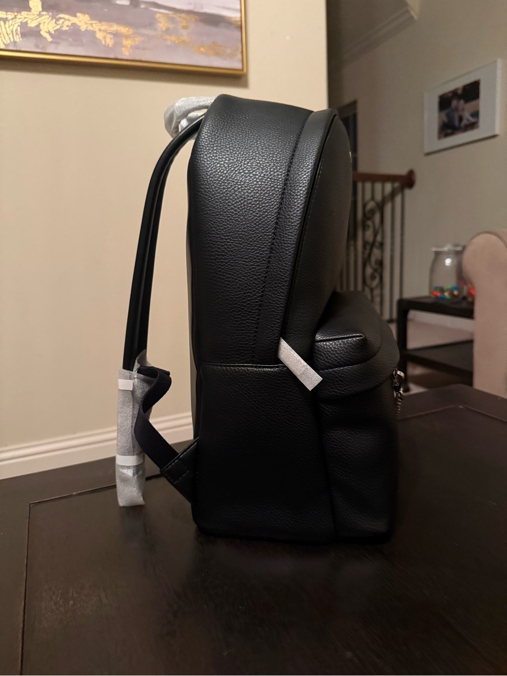 Michael Kors Black Pebbled Leather Backpack with Chain Accent - Picture 2 of 7